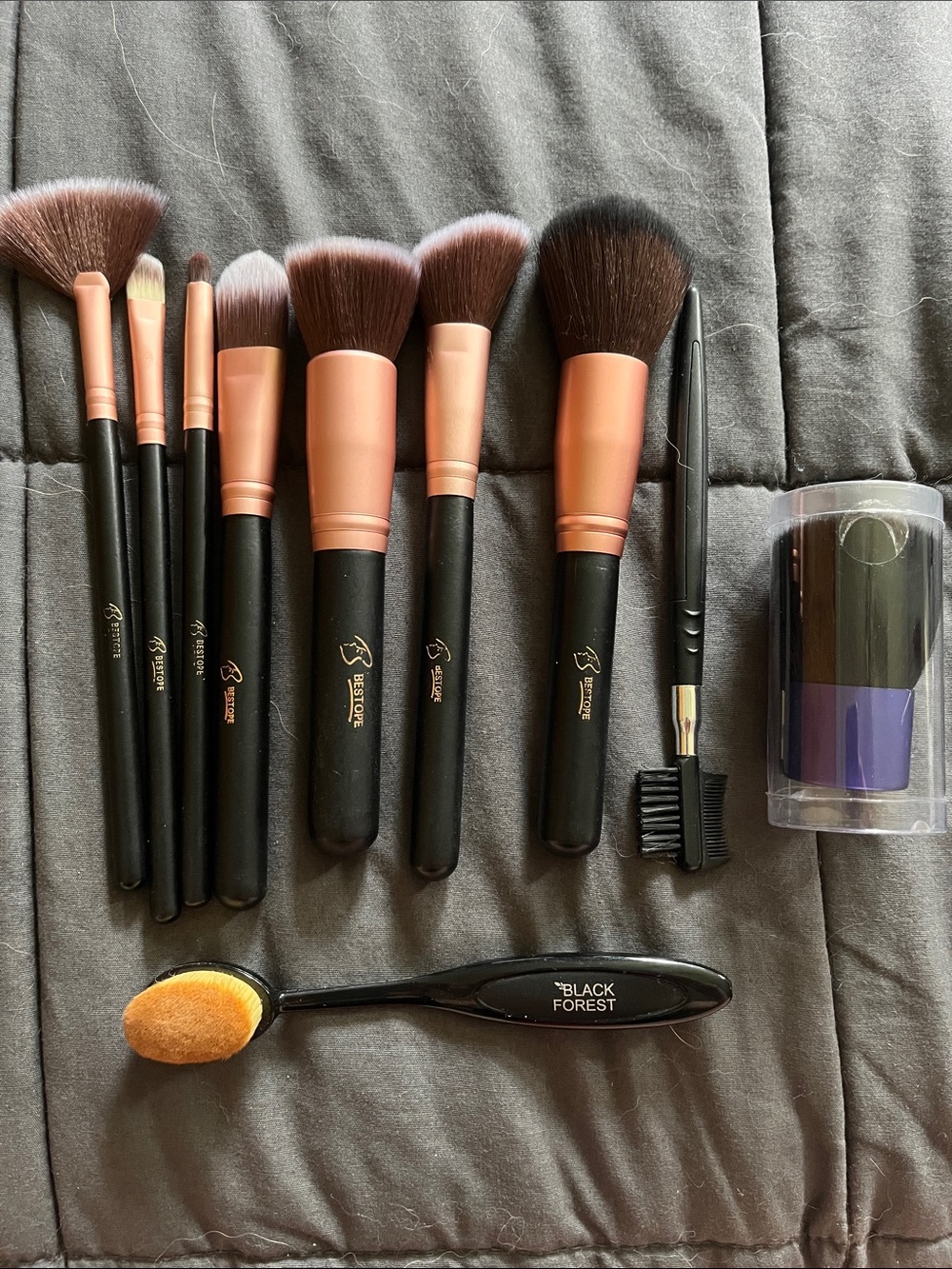 Rose Gold & Black Professional Makeup Brush Set